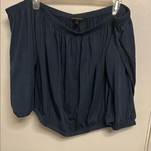 Banana Republic Blue Relaxed Ruched Cropped shirt.